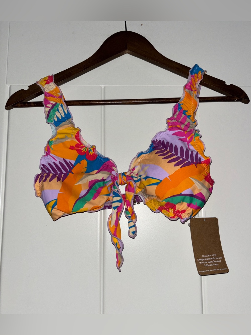 Hobie Tropic Like It Hot Merrow Bralette Floral Ruffled Bikini Top‎ Women S NEW